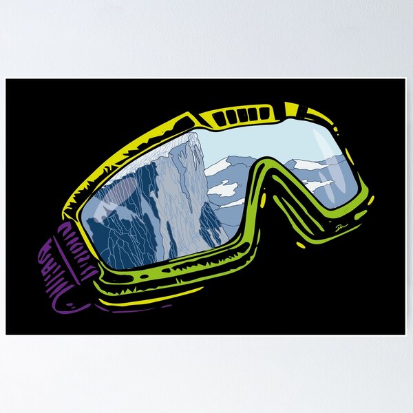 Item preview, Ski Goggles with Mountain Reflection | Aesthetic Winter Sport Line Art designed and sold by SKETCHYANDGRAPHIC.