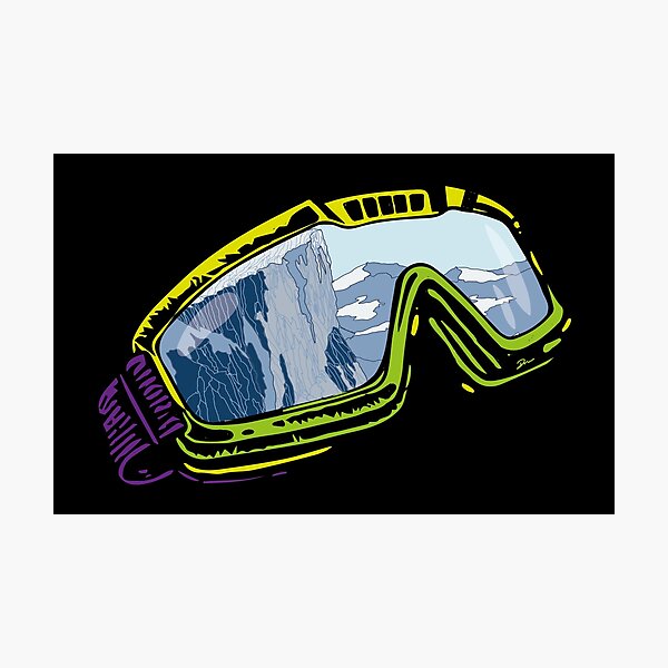 Item preview, Ski Goggles with Mountain Reflection | Aesthetic Winter Sport Line Art designed and sold by SKETCHYANDGRAPHIC.