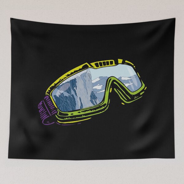 Item preview, Ski Goggles with Mountain Reflection | Aesthetic Winter Sport Line Art designed and sold by SKETCHYANDGRAPHIC.