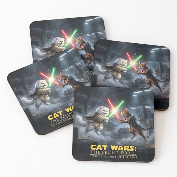 Item preview, Cat Wars Epic Sci-Fi Cat Duel - Persian vs Bengal Laser Sword Battle designed and sold by KaryaVisionSTR.