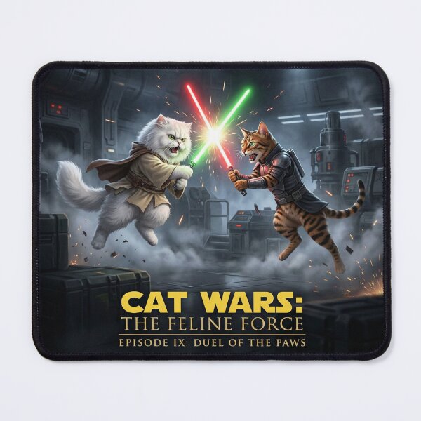 Item preview, Cat Wars Epic Sci-Fi Cat Duel - Persian vs Bengal Laser Sword Battle designed and sold by KaryaVisionSTR.