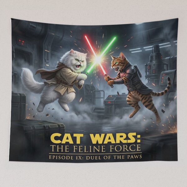 Item preview, Cat Wars Epic Sci-Fi Cat Duel - Persian vs Bengal Laser Sword Battle designed and sold by KaryaVisionSTR.