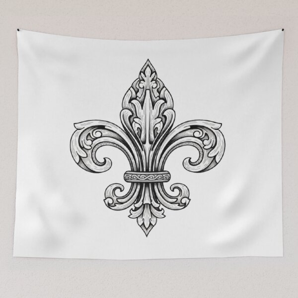 Item preview, Fleur De Lys Black White Heraldic Medieval Crest designed and sold by ProjectNoah.