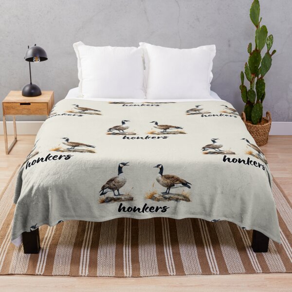 Item preview, Canada geese on rocks in watercolors "honkers" text, pun designed and sold by LiskoDesign.