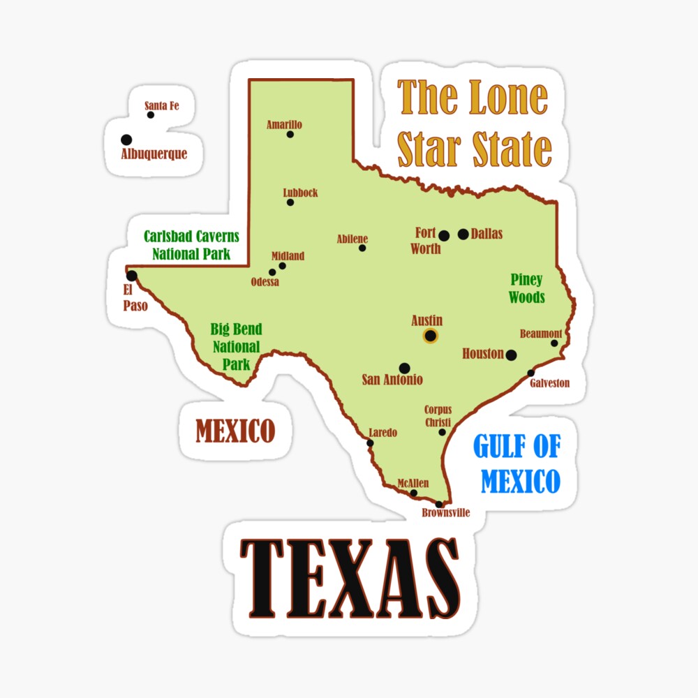 Texas State Map Poster