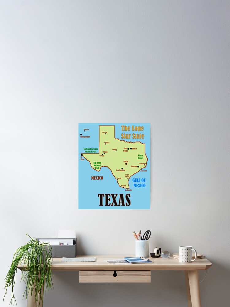 Texas State Map Poster