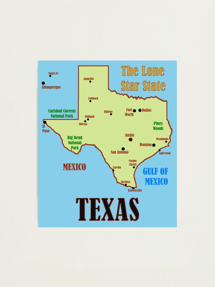 Texas State Map Poster