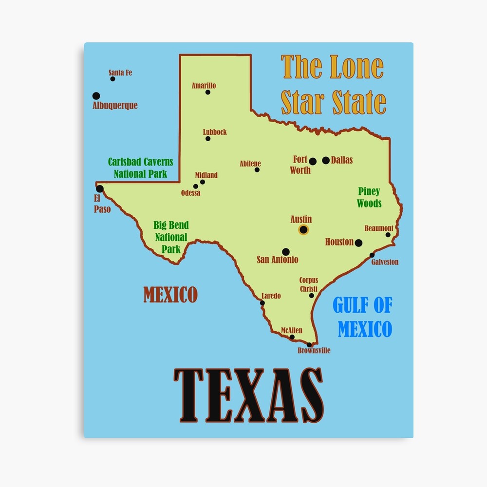 Texas State Map Poster