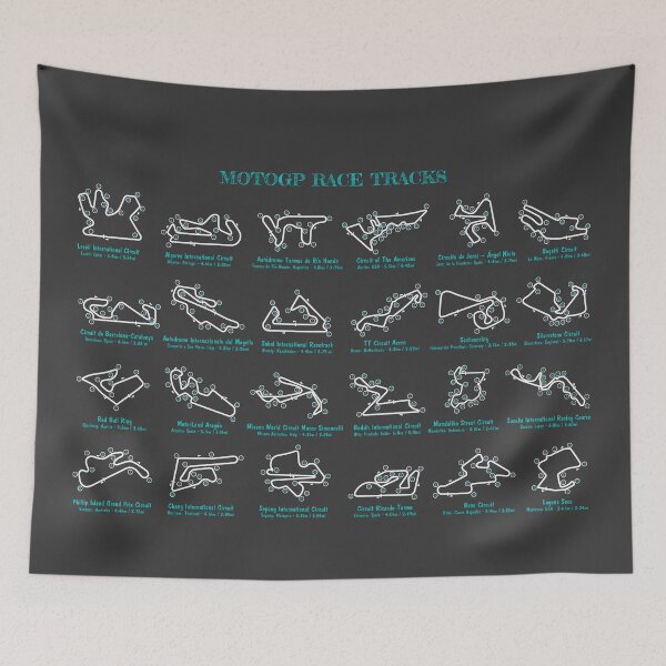 Item preview, MotoGP Race Tracks (Grey and Turquoise Blueprint) designed and sold by BGALAXY.
