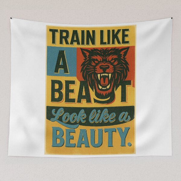 Item preview, Train Like a Beast Typography – Strong & Beautiful Fitness Art designed and sold by Born To Be Fit.