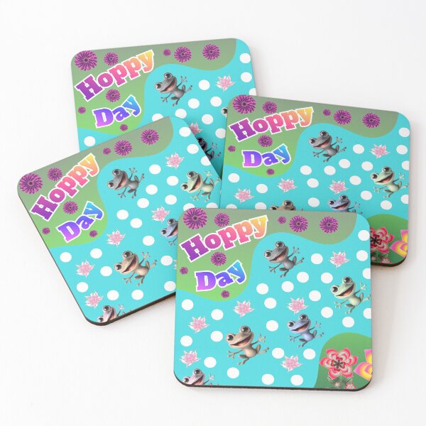 Item preview, Cute “Hoppy Day” Frogs – Fun Colorful Frog Pattern with Flowers & Polka Dots designed and sold by HopeAndHustle.