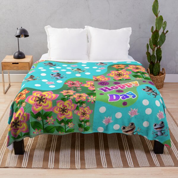Item preview, Cute “Hoppy Day” Frogs – Fun Colorful Frog Pattern with Flowers & Polka Dots designed and sold by HopeAndHustle.