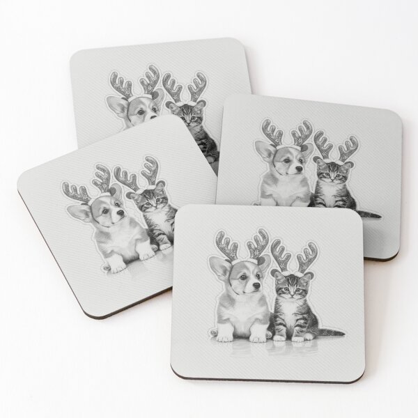 Item preview, Christmas Corgi Kitten Reindeer Friends designed and sold by RPrintPulse.