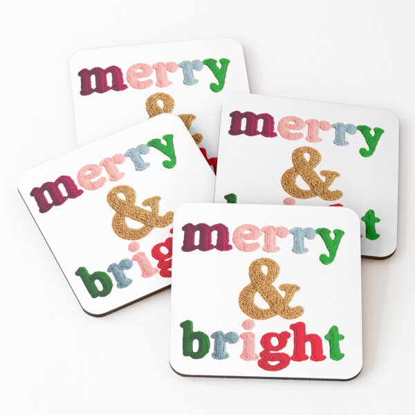 Item preview, Chunky Knit "Merry & Bright" with Gold Glitter Ampersand - Cozy Christmas Holiday Design designed and sold by disenokart.