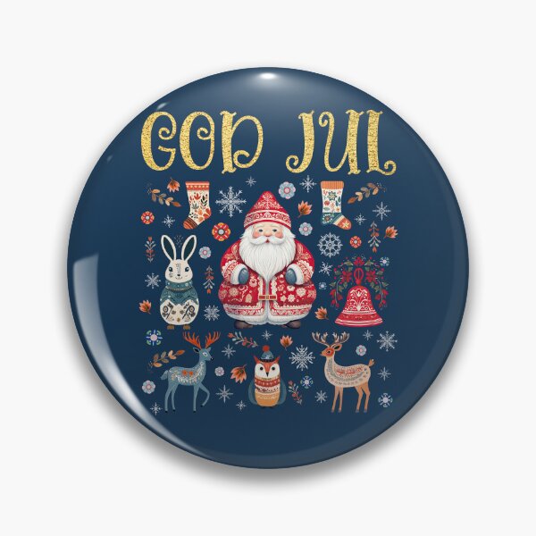 Item preview, God Jul Scandinavian Christmas – Santa Nordic Folk Art Winter designed and sold by Pingestre.