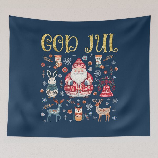 Item preview, God Jul Scandinavian Christmas – Santa Nordic Folk Art Winter designed and sold by Pingestre.