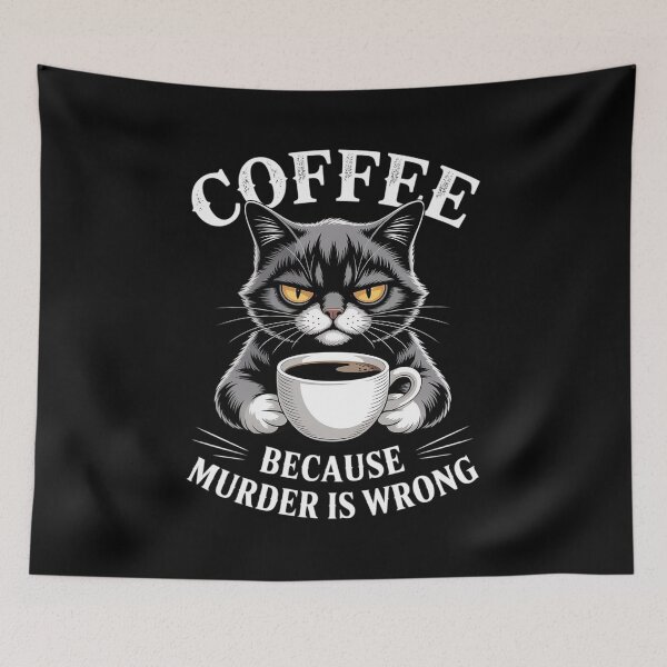 Item preview, Insomnia Cat Drinking Coffee Because Murder Is Wrong  designed and sold by NailMolisa.