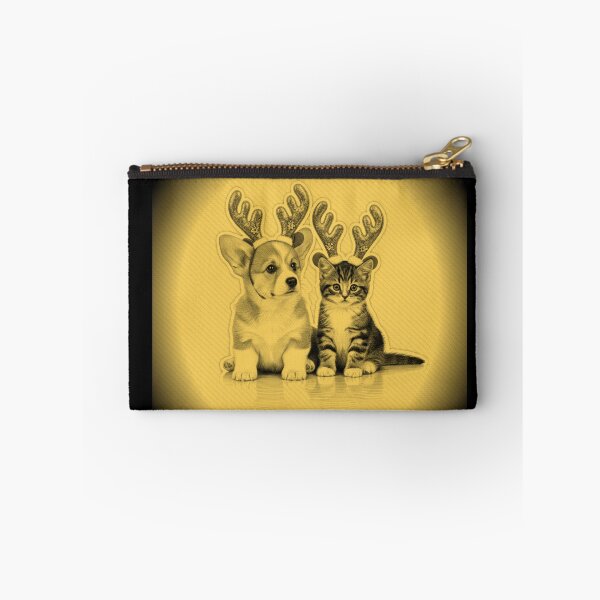 Item preview, Christmas Corgi Kitten Golden Reindeer Duo designed and sold by RPrintPulse.
