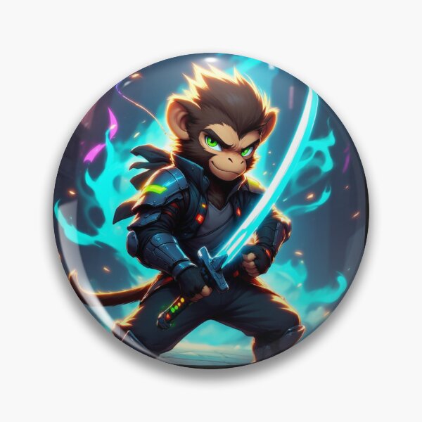 Item preview, Cyberpunk Warrior Monkey with Glowing Katana designed and sold by SweetRossel.
