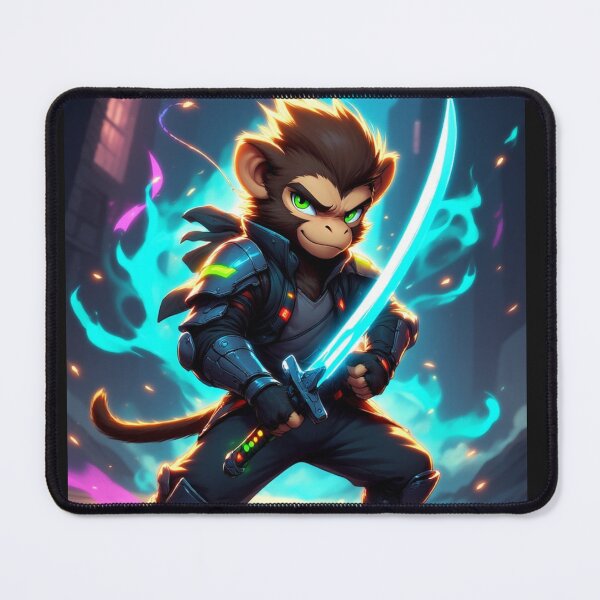 Item preview, Cyberpunk Warrior Monkey with Glowing Katana designed and sold by SweetRossel.