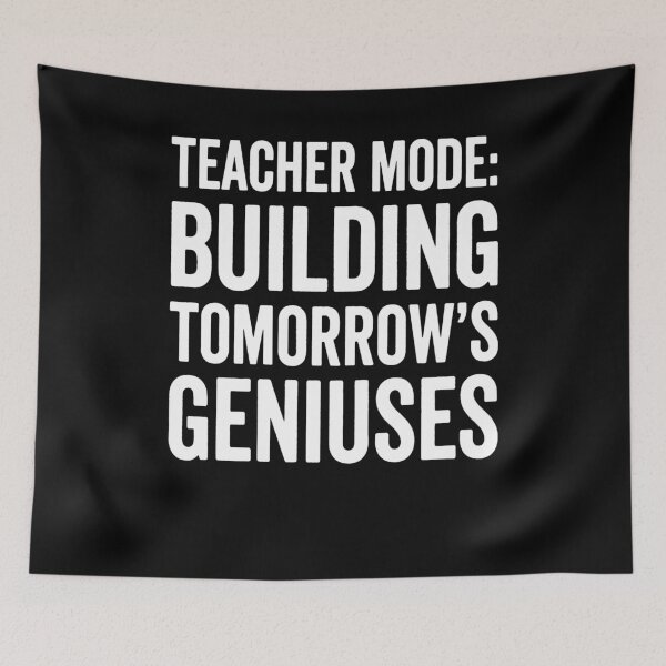 Item preview, Teacher Mode Building Tomorrow's Geniuses Distressed Block Text Educator Tee designed and sold by 519xdesign.