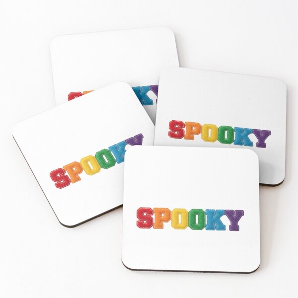 Item preview, Rainbow Felt Patch "SPOOKY" Text - Collegiate Style Halloween Embroidery Design designed and sold by disenokart.