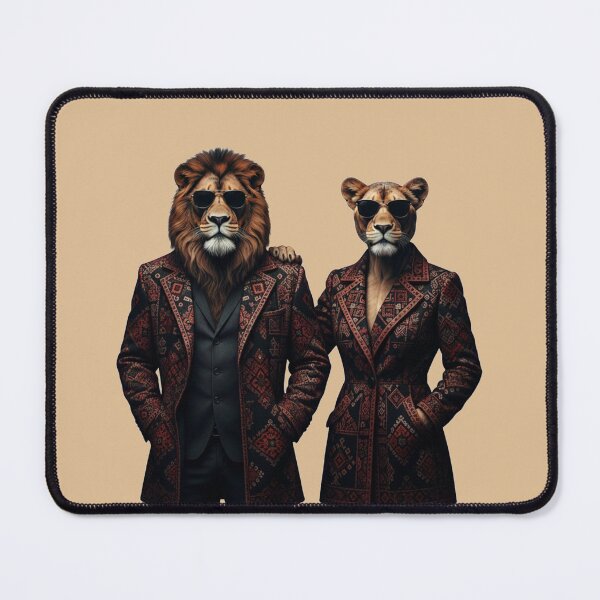 Item preview, Regal Lion & Lioness Power Couple in Ethnic Pattern Suits designed and sold by designwiss.