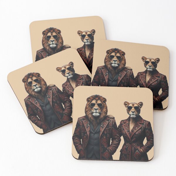 Item preview, Regal Lion & Lioness Power Couple in Ethnic Pattern Suits designed and sold by designwiss.