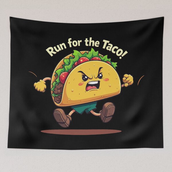 Item preview, RUN FOR THE TACO!! T-Shirt - Funny Angry Taco Fitness Motivation Tee designed and sold by Design-Pro-21.