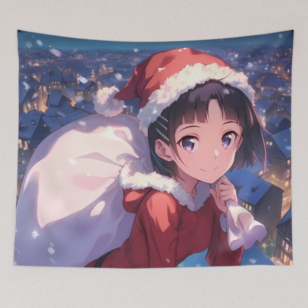 Item preview, Christmas Kirigaya Suguha Sword Art Online Anime Girl Santa Claus Winter Rooftop Snow designed and sold by HumbertoValveno.