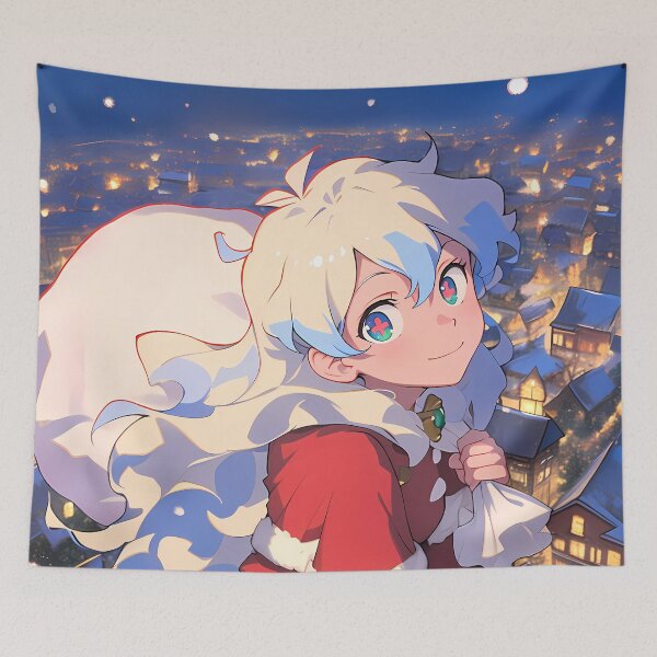 Item preview, Nia Teppelin Christmas Wonder Gurren Lagann Anime Girl Santa Claus Winter Night designed and sold by HumbertoValveno.