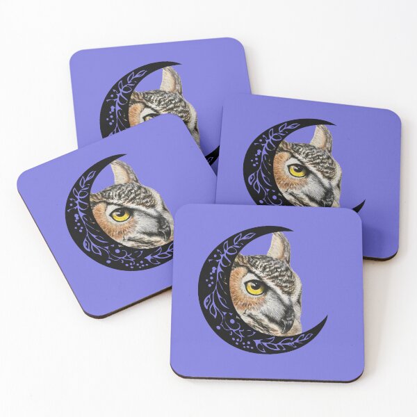 Item preview, Owl and Cresent moon designed and sold by OnaleeNicklinArt.