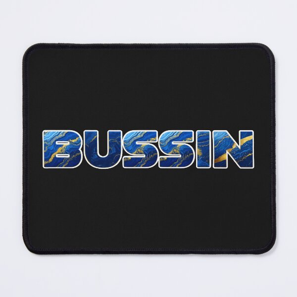 Item preview, BUSSIN' Blue & Gold Marble Text | Luxury Fluid Art Typography Sticker designed and sold by Jaani-T.