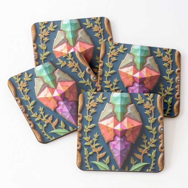 Item preview, Geometric gemstones on a blue background with a frame designed and sold by Mianku | Für das Leben.
