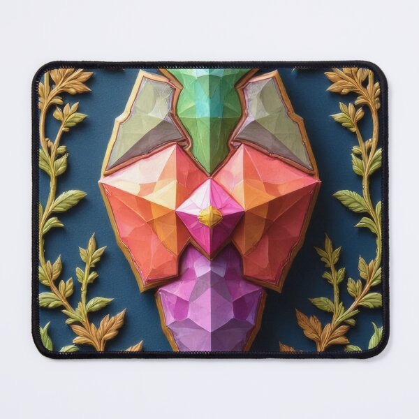 Item preview, Geometric gemstones on a blue background with a frame designed and sold by Mianku | Für das Leben.