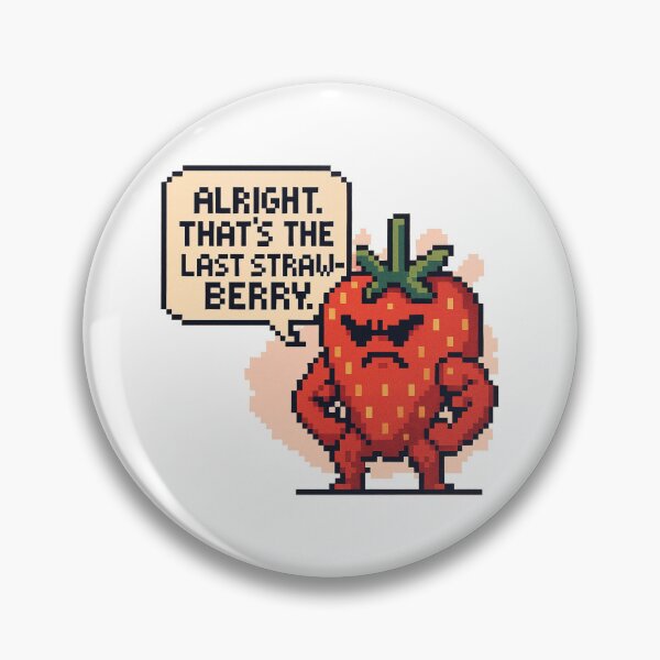 Artikelvorschau, Last Straw-Berry Buff Pixel Strawberry Funny Pun Design entworfen und verkauft von BoxaroundJacks.