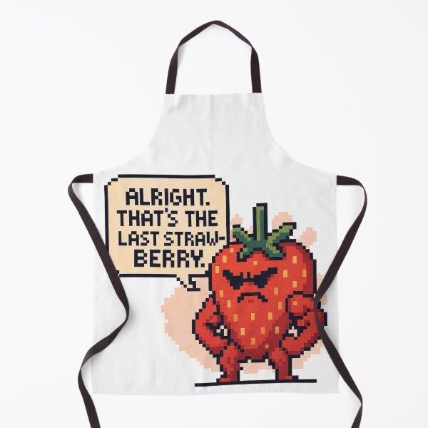 Item preview, Last Straw-Berry Buff Pixel Strawberry Funny Pun Design designed and sold by BoxaroundJacks.