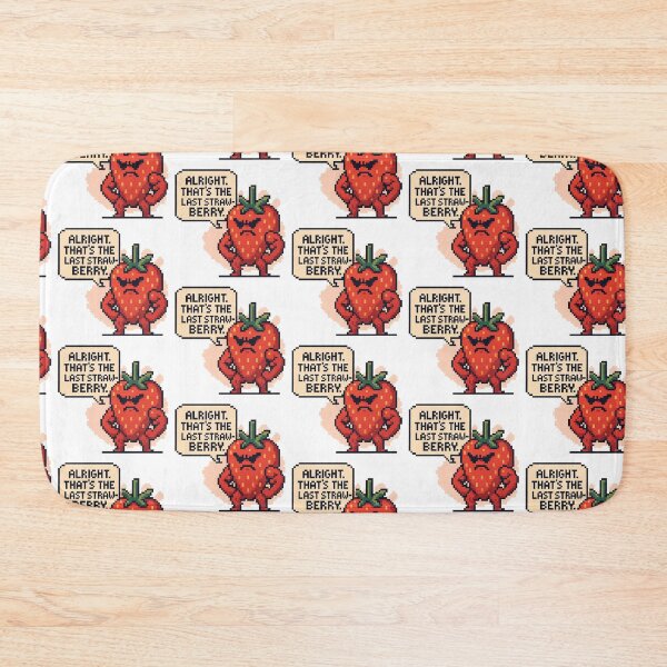 Item preview, Last Straw-Berry Buff Pixel Strawberry Funny Pun Design designed and sold by BoxaroundJacks.