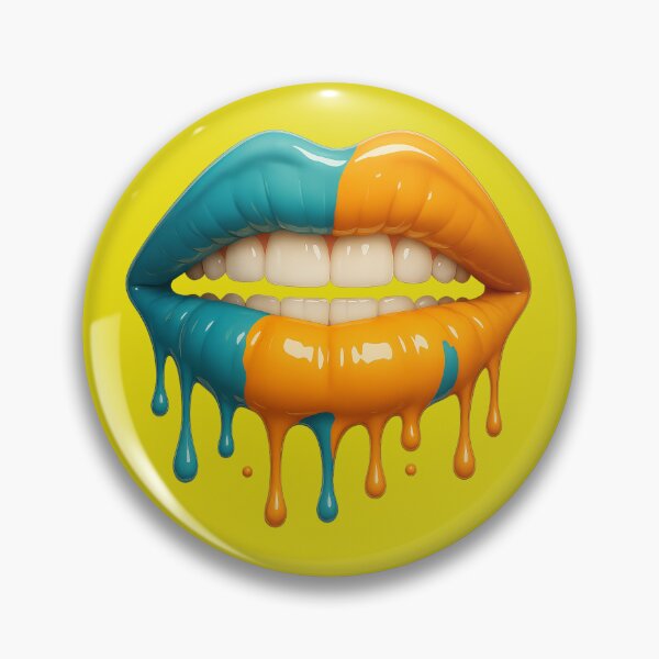 Item preview, Vibrant Dripping Teal And Orange Lip Art designed and sold by ArtComixHaven.