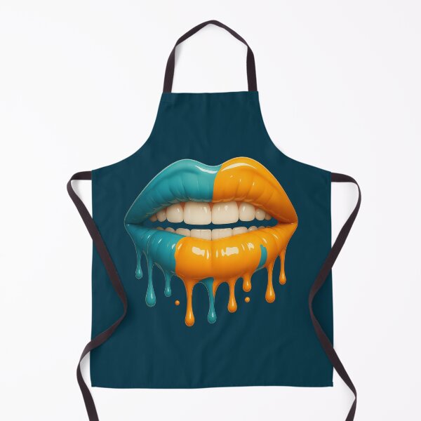 Item preview, Vibrant Dripping Teal And Orange Lip Art designed and sold by ArtComixHaven.