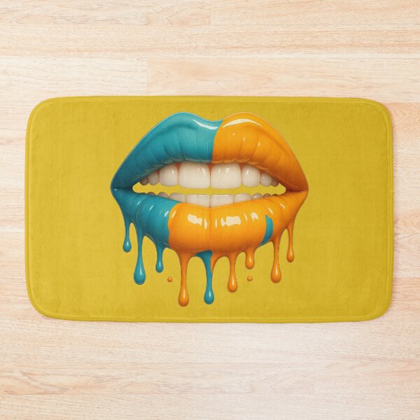 Item preview, Vibrant Dripping Teal And Orange Lip Art designed and sold by ArtComixHaven.