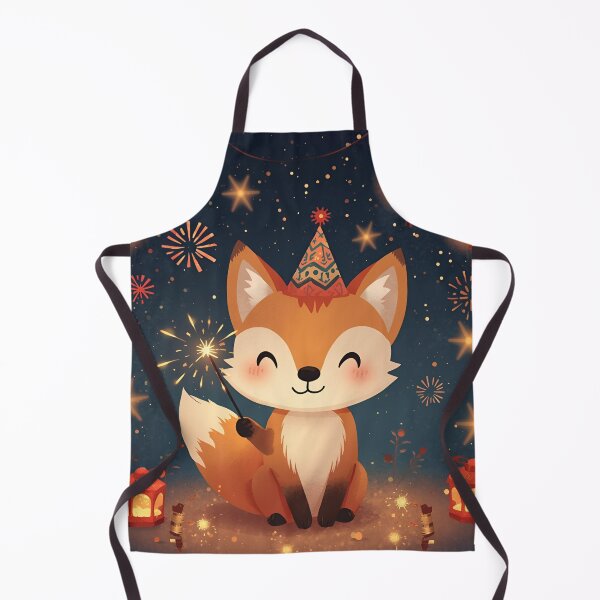 Item preview, Adorable Fox New Year Celebration – Lanterns and Fireworks Illustration designed and sold by WildlifeWhimsy.