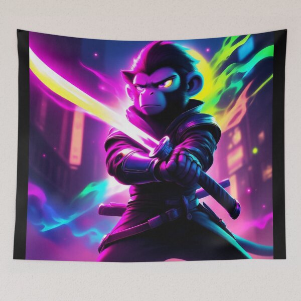 Item preview, Cyberpunk Ninja Monkey with Katana designed and sold by SweetRossel.