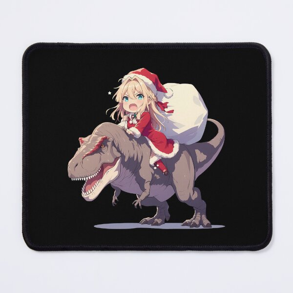 Item preview, Violet Evergarden Christmas Dinosaur Ride Anime Chibi Kawaii Festive Fantasy designed and sold by HumbertoValveno.