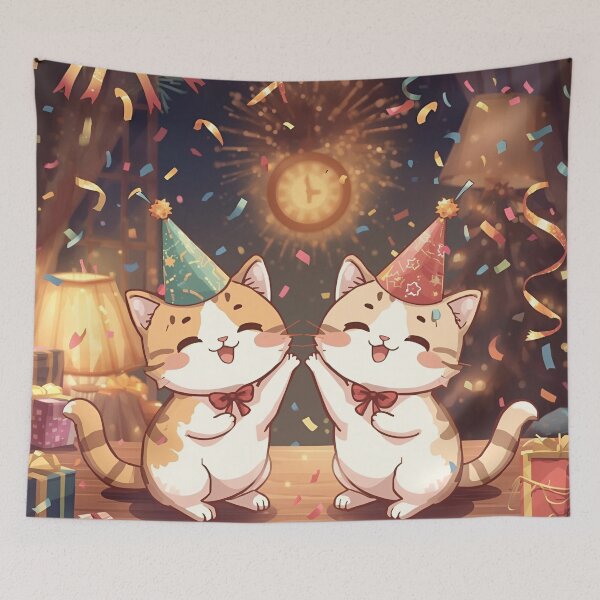 Item preview, Kawaii Cats New Year Countdown – Festive 2026 Celebration Art designed and sold by WildlifeWhimsy.