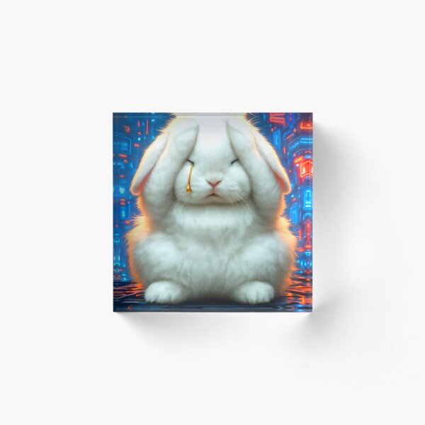 Crying Rabbit by iServalan for Neuro Books by Tale Teller Club Press Acrylic Block
