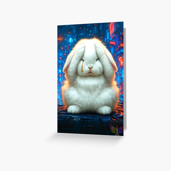 Crying Rabbit by iServalan for Neuro Books by Tale Teller Club Press Greeting Card
