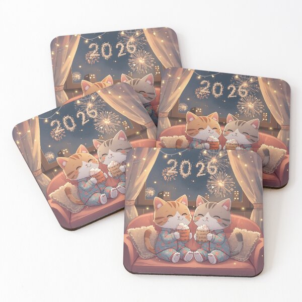 Item preview, Cute Cats’ Pajama Party – Cozy New Year 2026 Illustration designed and sold by WildlifeWhimsy.