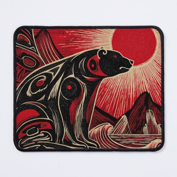 Item preview, Spirit Bear Totem – Northwest Coast Formline Art with Red Sun designed and sold by Alaska Magick.
