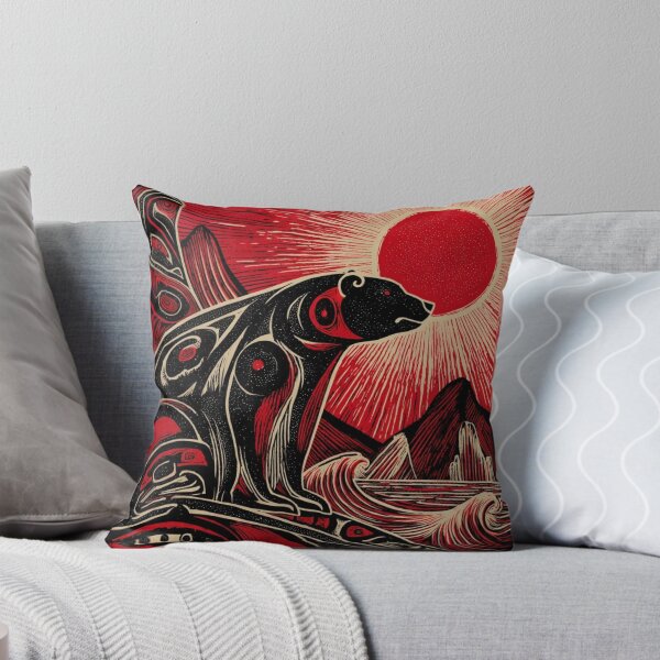 Item preview, Spirit Bear Totem – Northwest Coast Formline Art with Red Sun designed and sold by Alaska Magick.